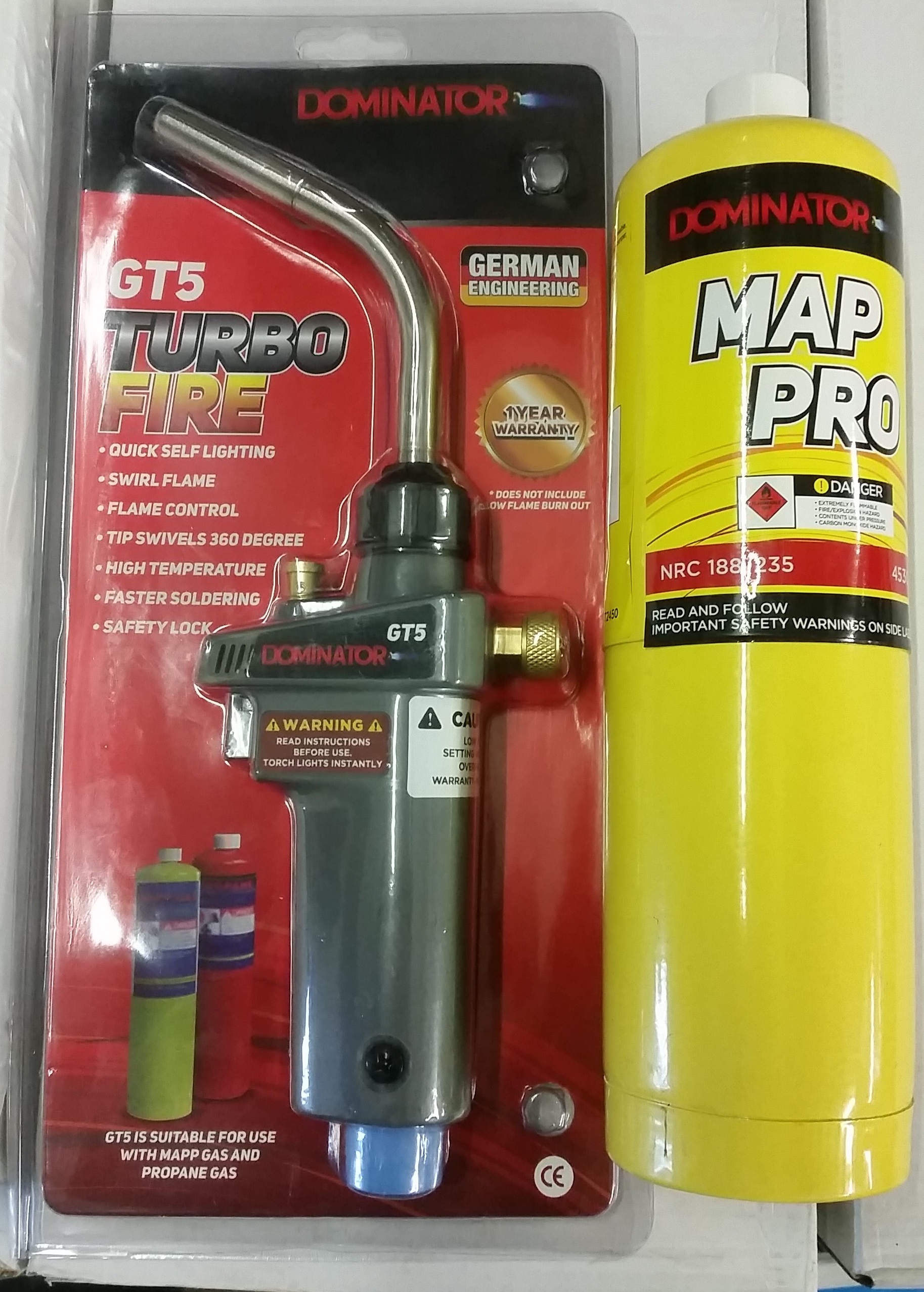 TurboFire Plumbers BlowTorch c/w Mapp Gas | Gasweld